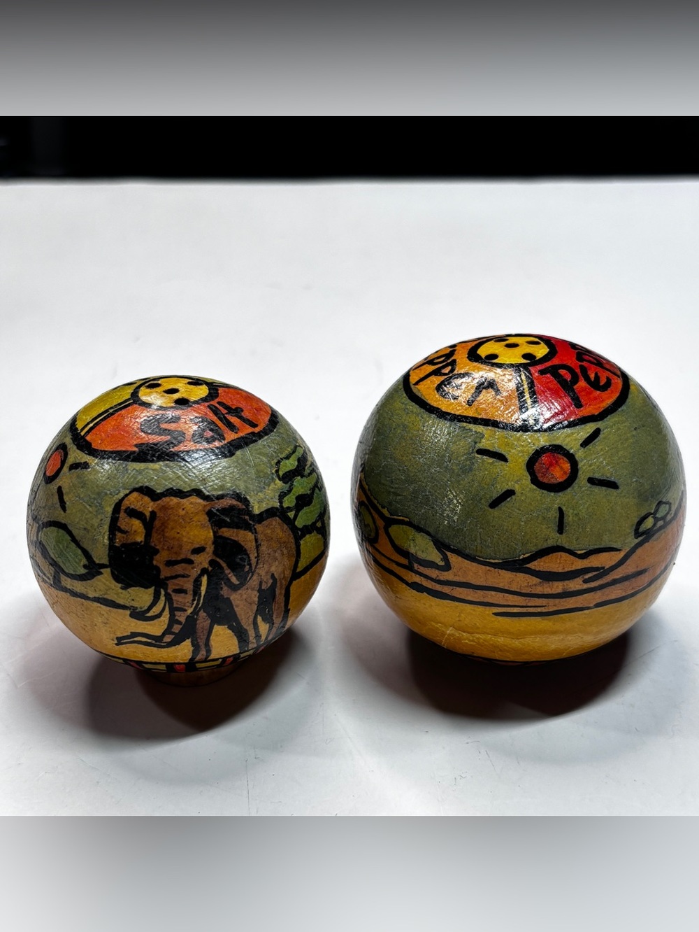 Zimbabwe Hand painted Salt Pepper Shakers Safari Wildlife Gourds